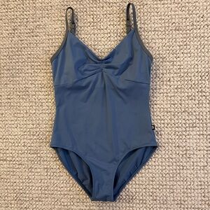 Bodile Blue Grey Pinched Front Camisole Contrast Leotard Size Medium Large